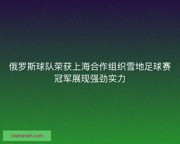 俄罗斯球队荣获上海合作组织雪地足球赛冠军展现强劲实力
