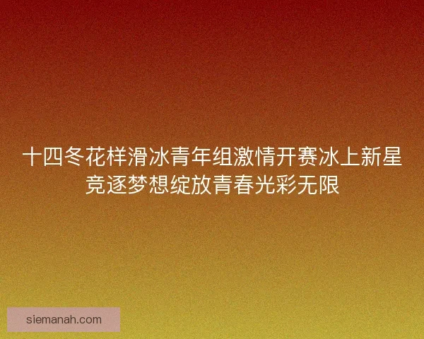 十四冬花样滑冰青年组激情开赛冰上新星竞逐梦想绽放青春光彩无限