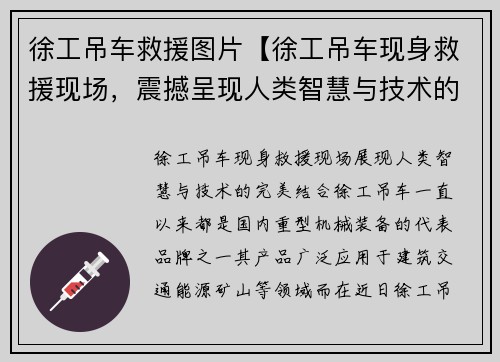 徐工吊车救援图片【徐工吊车现身救援现场，震撼呈现人类智慧与技术的完美结合】