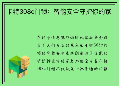 卡特308c门锁：智能安全守护你的家